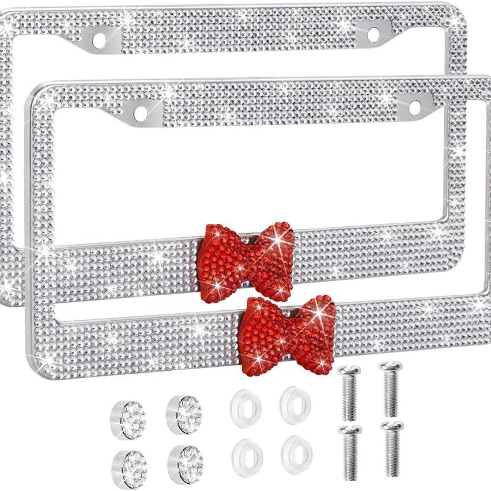 💕NEW Sparkling Bling Swarovski Crystal Silver Hello Kitty License Plate … - Picture 8 of 11